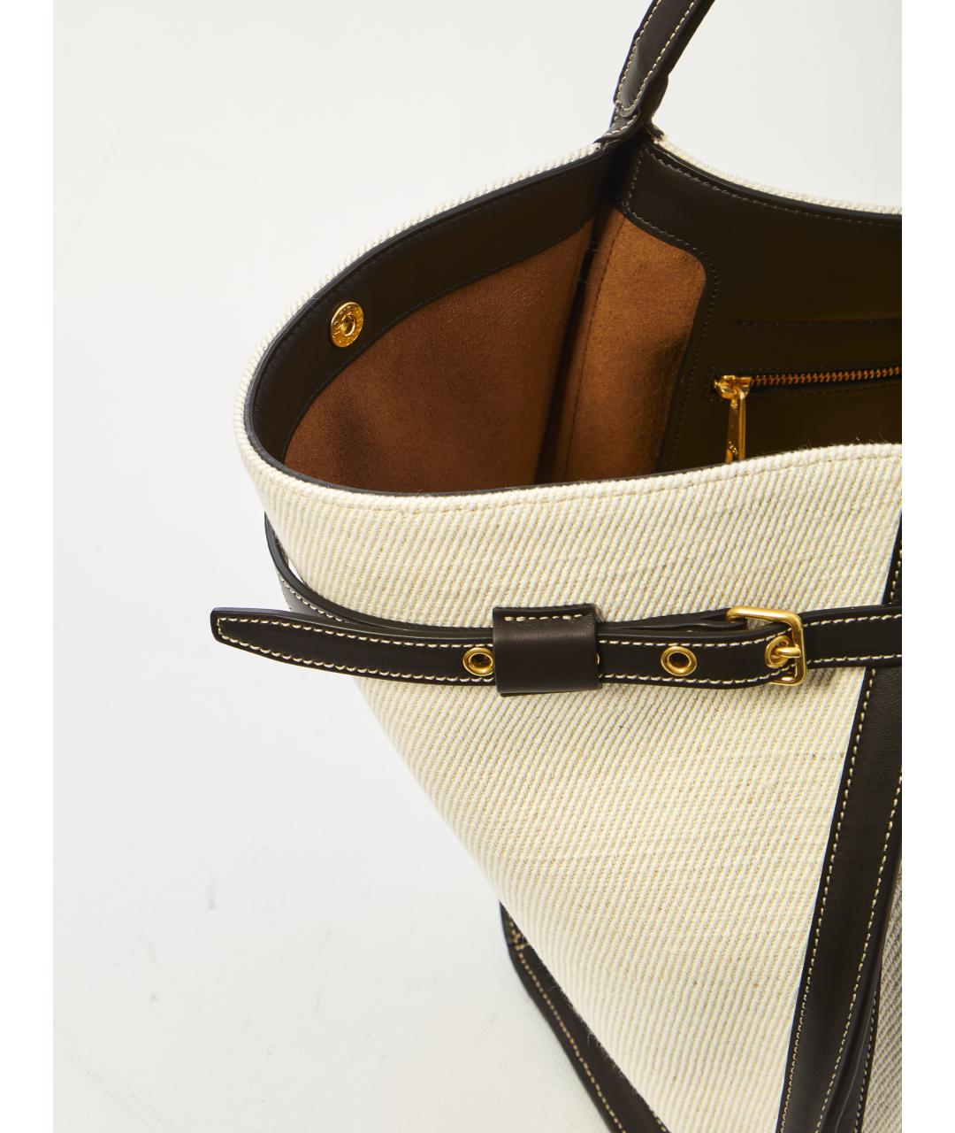 TOD'S Бежевая тканевая сумка тоут, фото 4