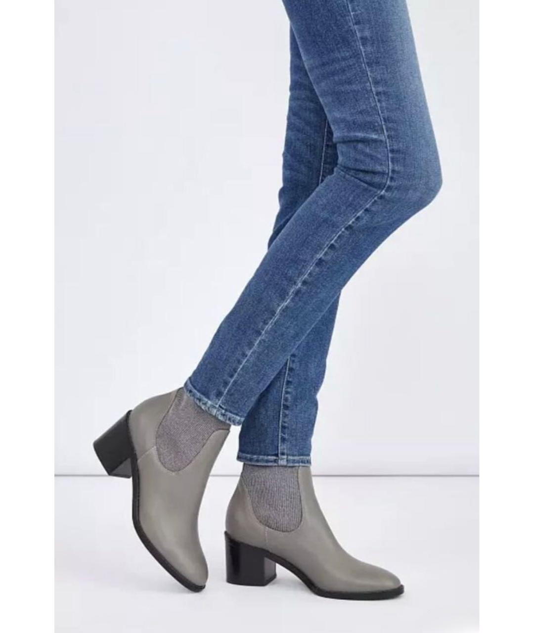 FABIANA FILIPPI Серые кожаные полусапоги, фото 3