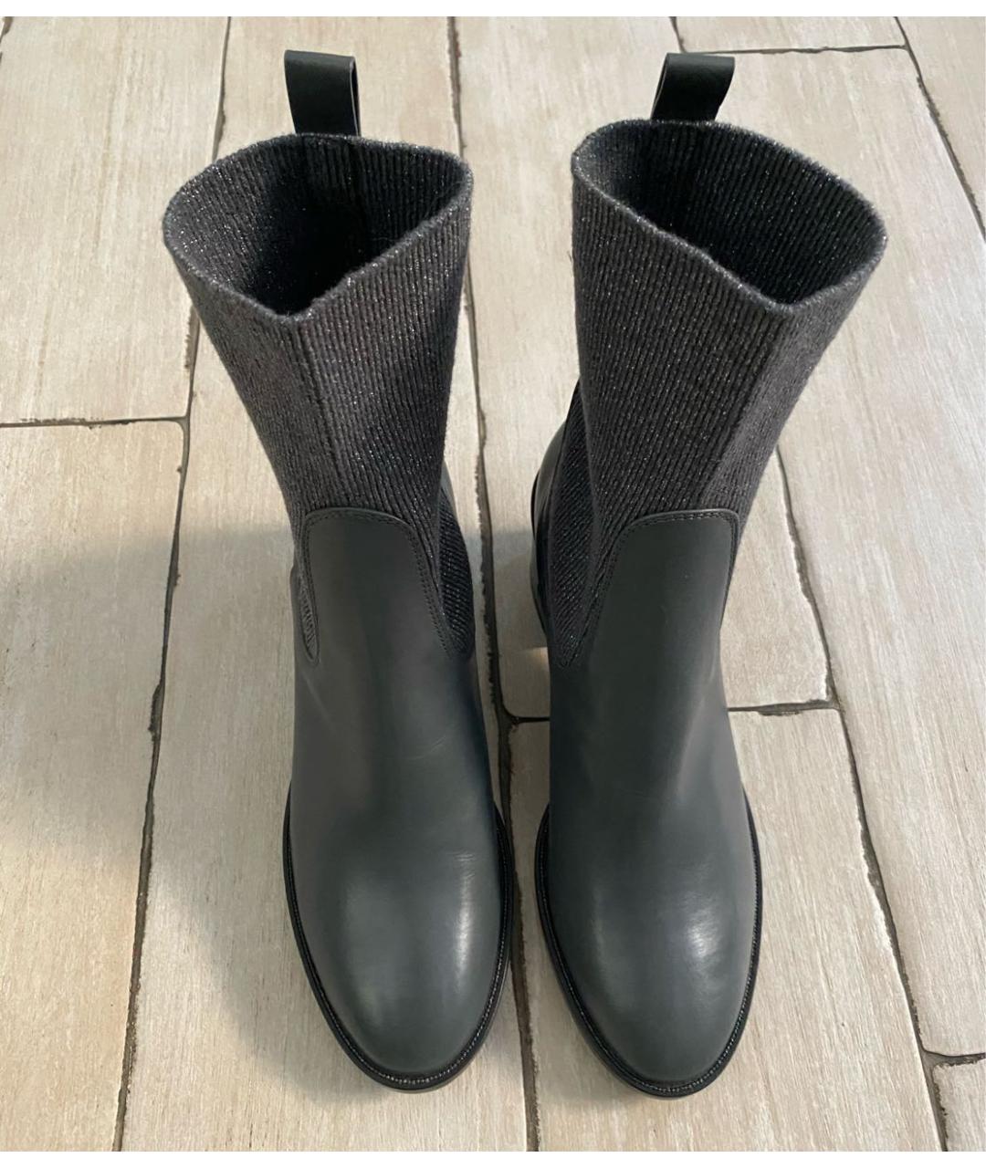 FABIANA FILIPPI Серые кожаные полусапоги, фото 5