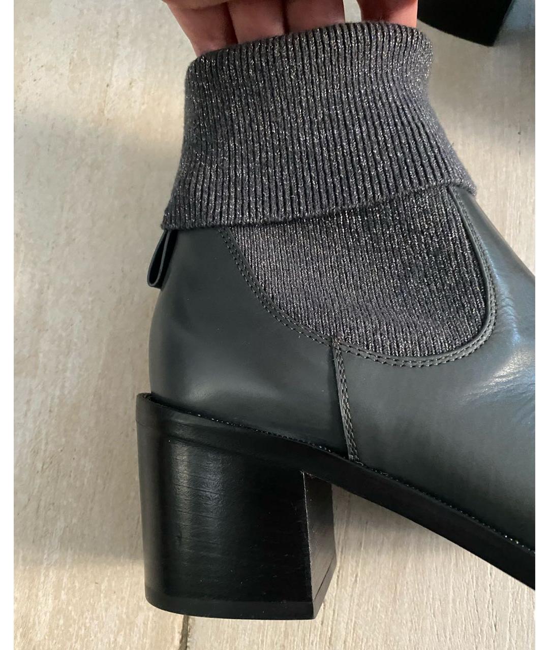 FABIANA FILIPPI Серые кожаные полусапоги, фото 6