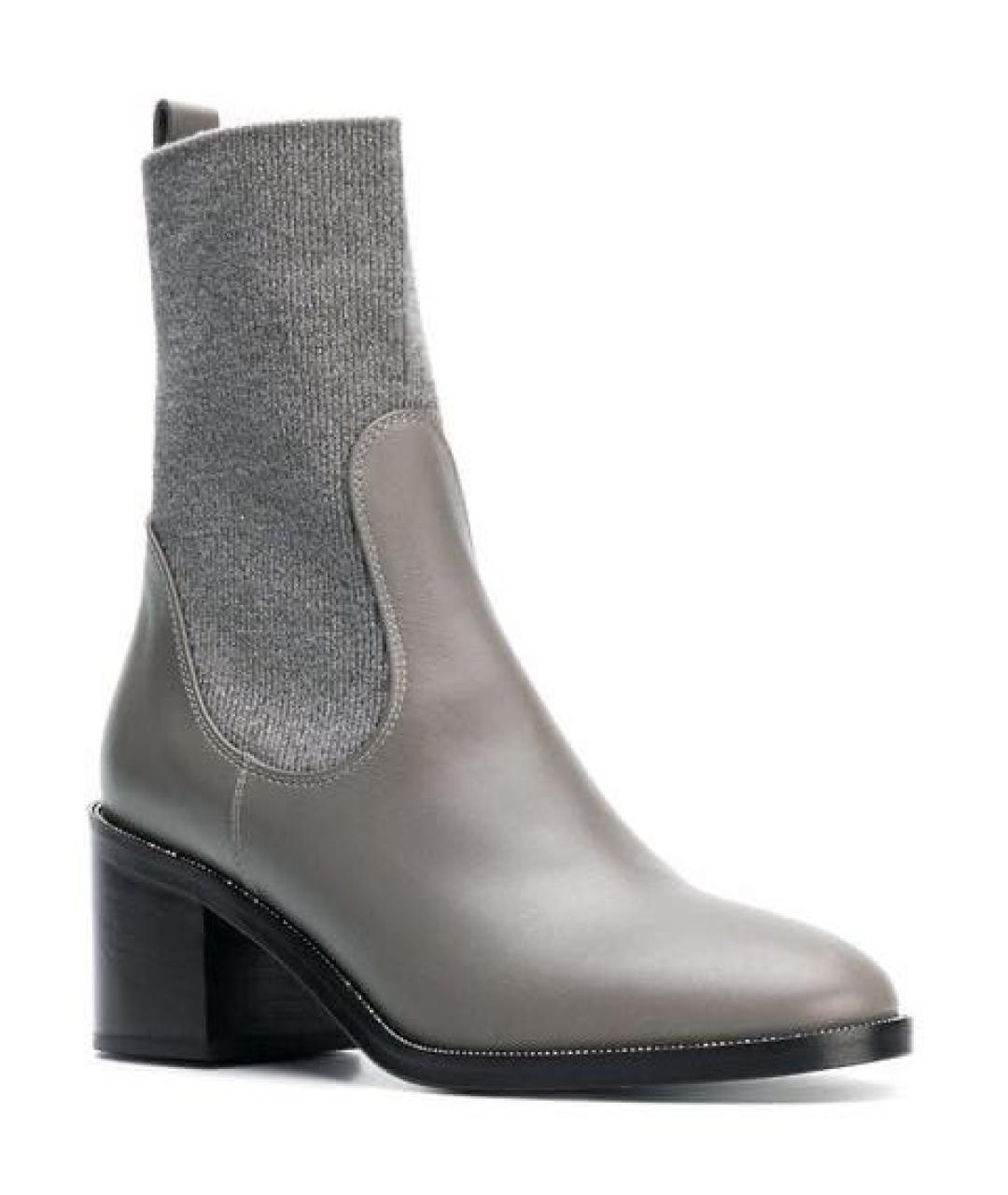FABIANA FILIPPI Серые кожаные полусапоги, фото 2