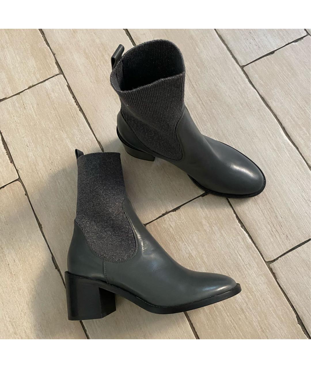 FABIANA FILIPPI Серые кожаные полусапоги, фото 8