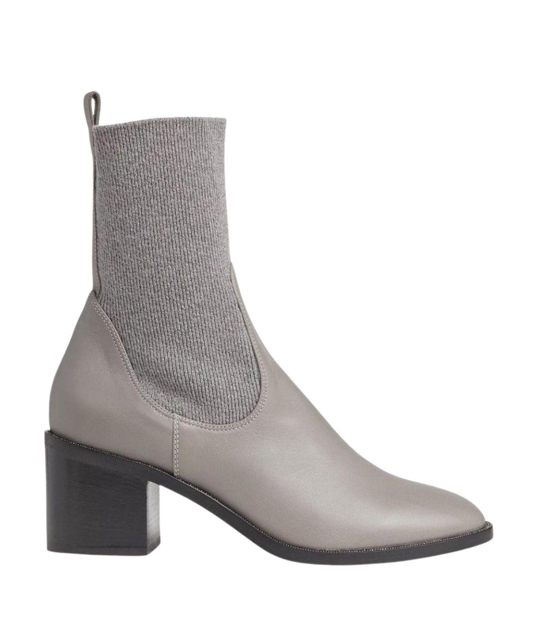 FABIANA FILIPPI Серые кожаные полусапоги, фото 1