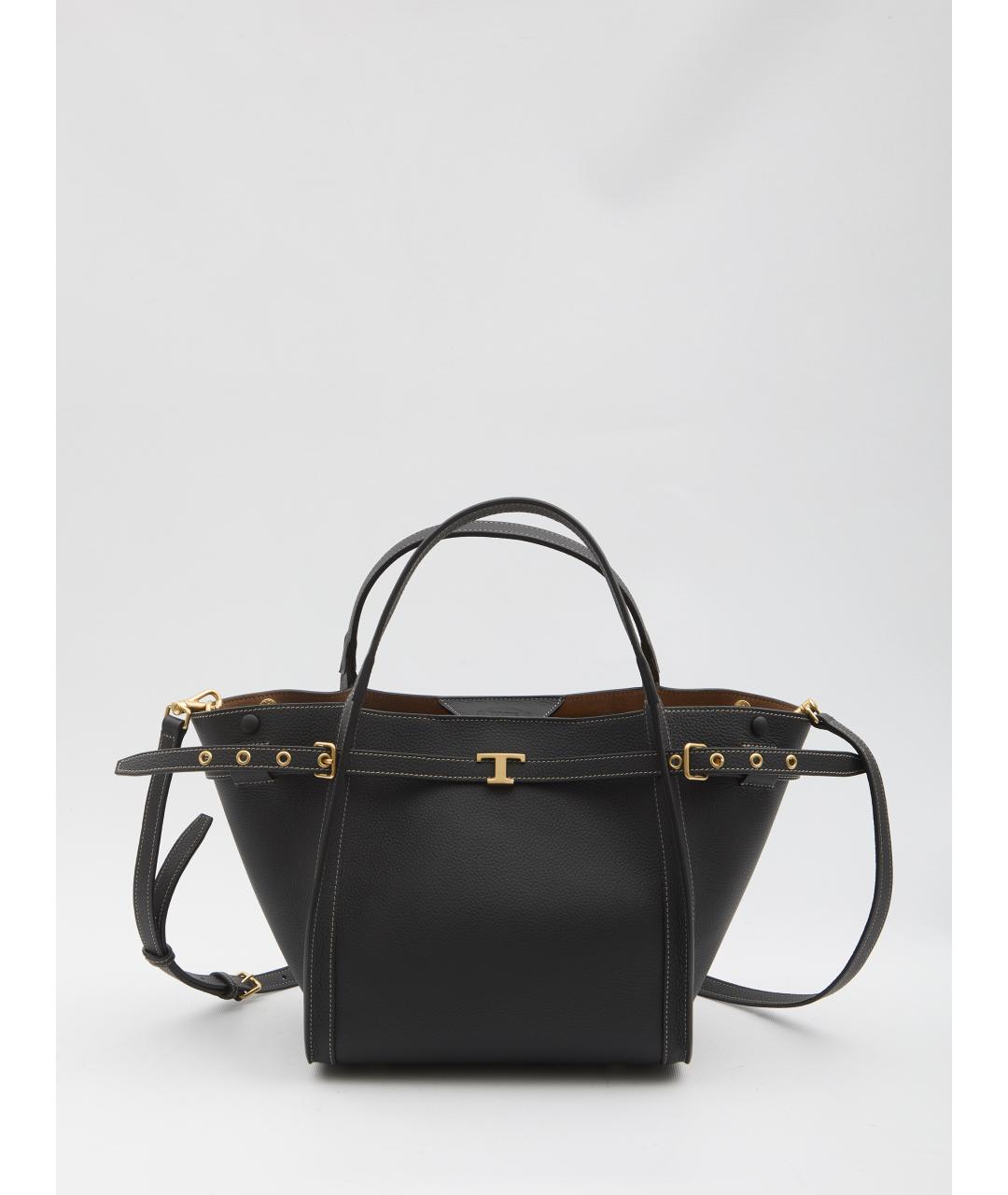 TOD'S Черная кожаная сумка тоут, фото 2