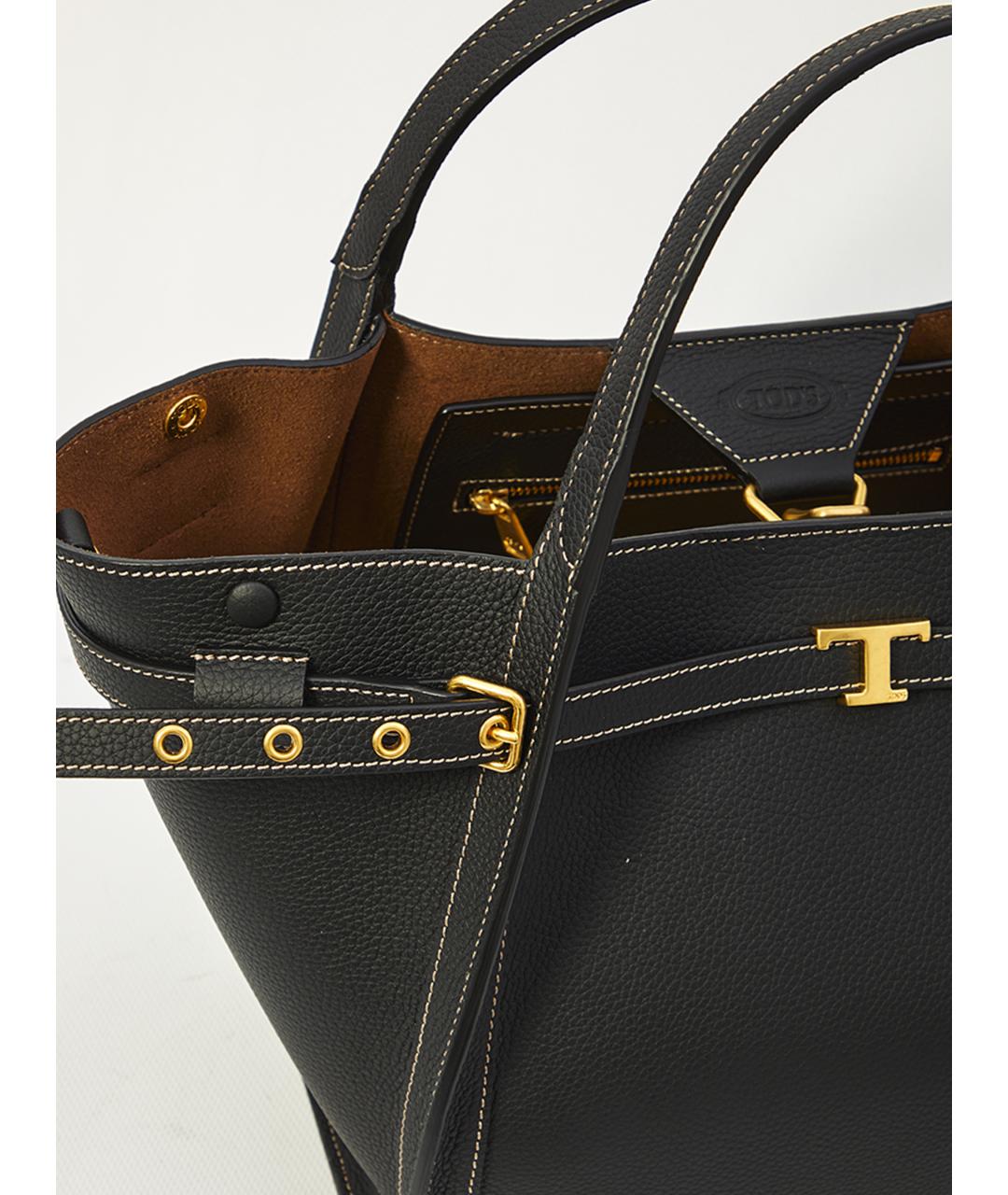 TOD'S Черная кожаная сумка тоут, фото 5