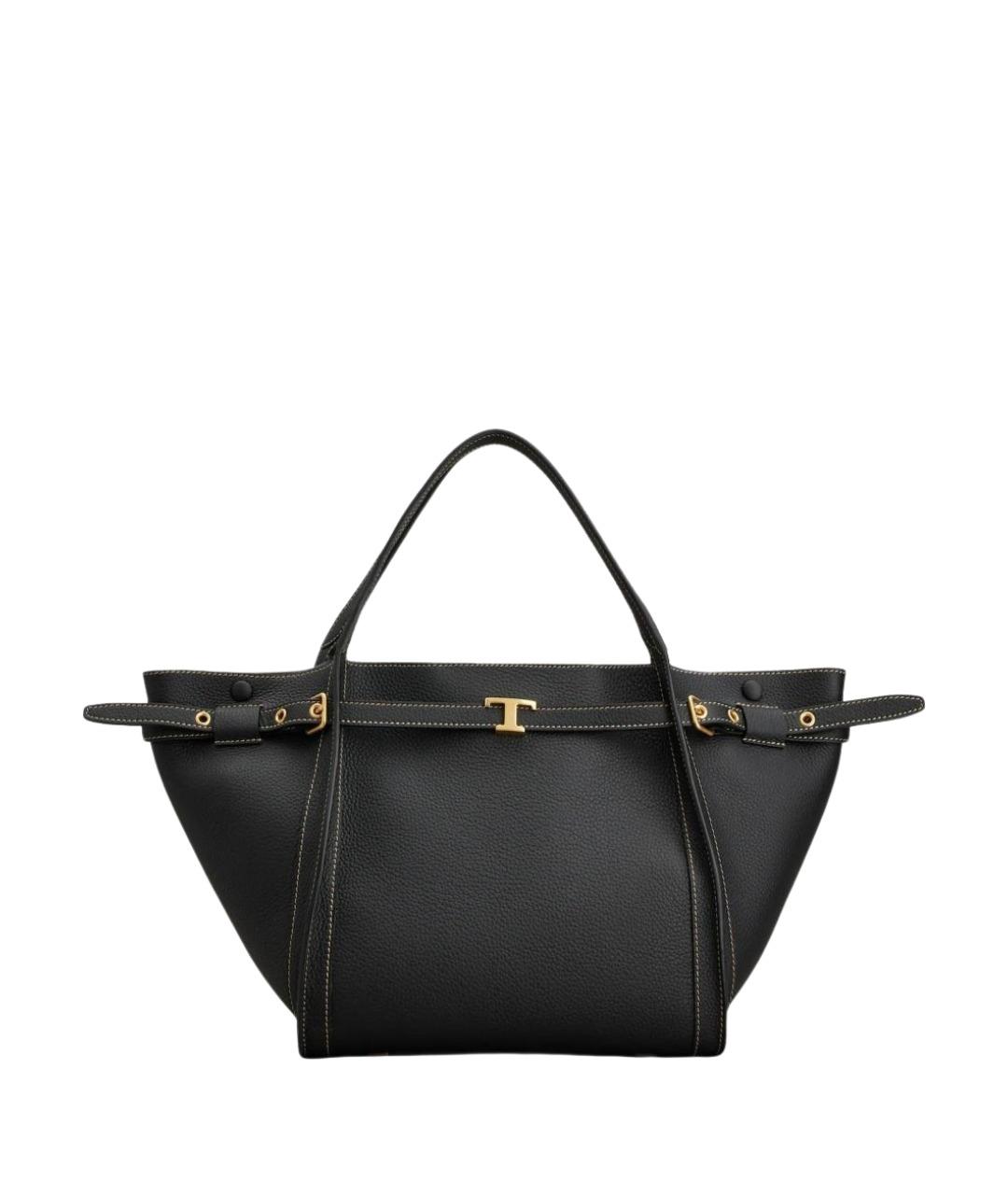 TOD'S Черная кожаная сумка тоут, фото 1