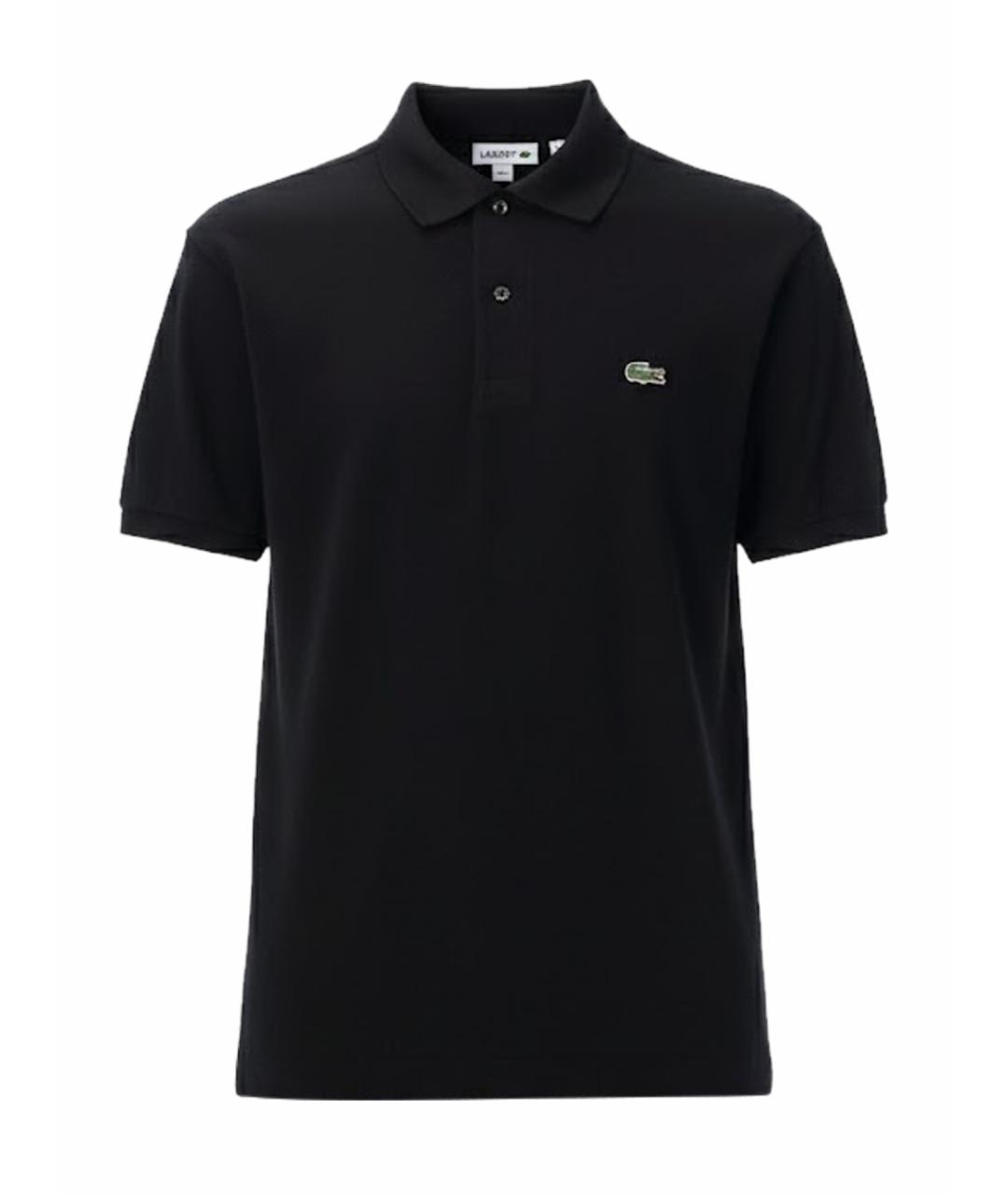 LACOSTE Черное хлопковое поло с коротким рукавом, фото 1