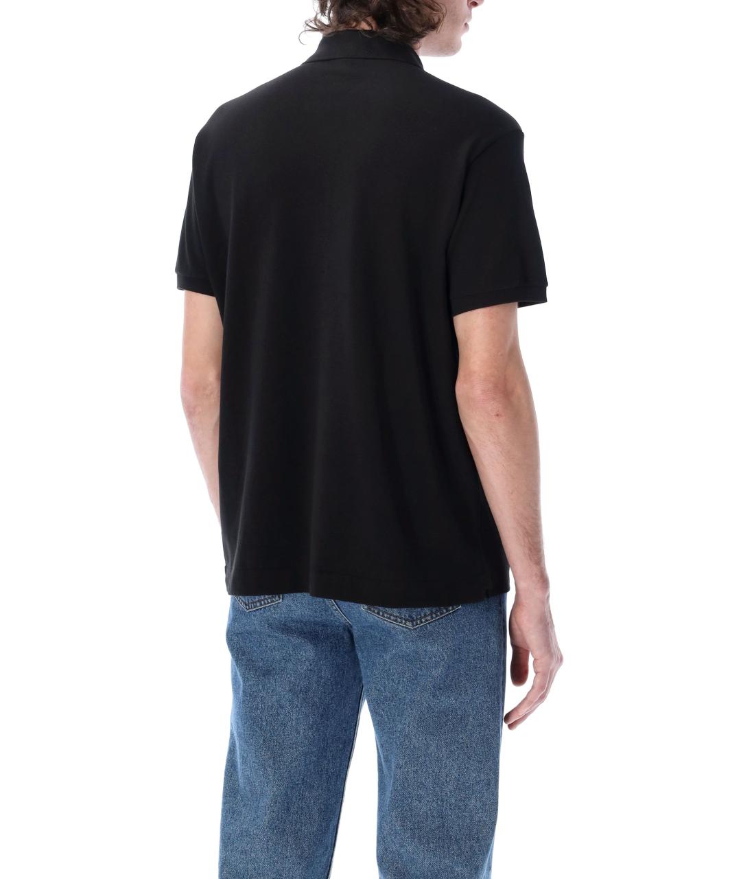 LACOSTE Черное хлопковое поло с коротким рукавом, фото 2