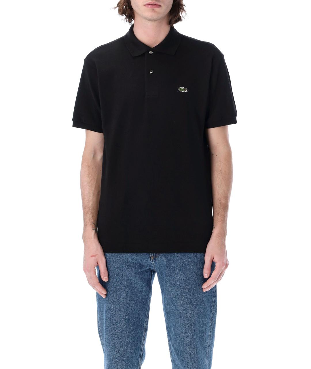 LACOSTE Черное хлопковое поло с коротким рукавом, фото 4