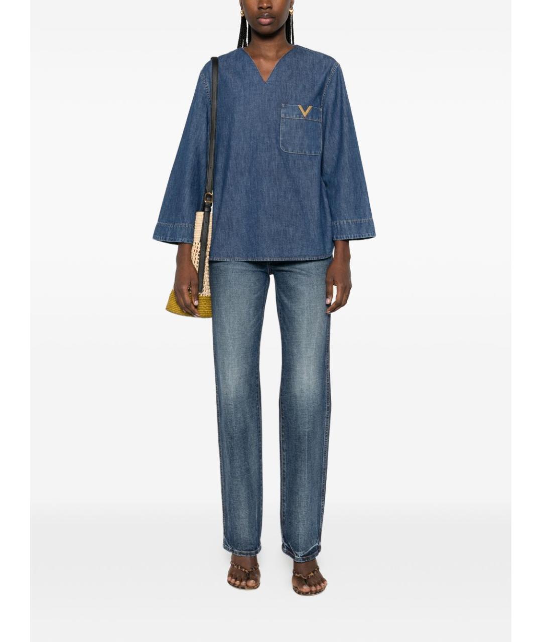 VALENTINO Синяя хлопковая рубашка, фото 3