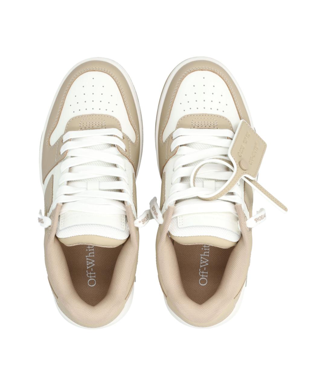 OFF-WHITE Бежевые кожаные кроссовки, фото 2