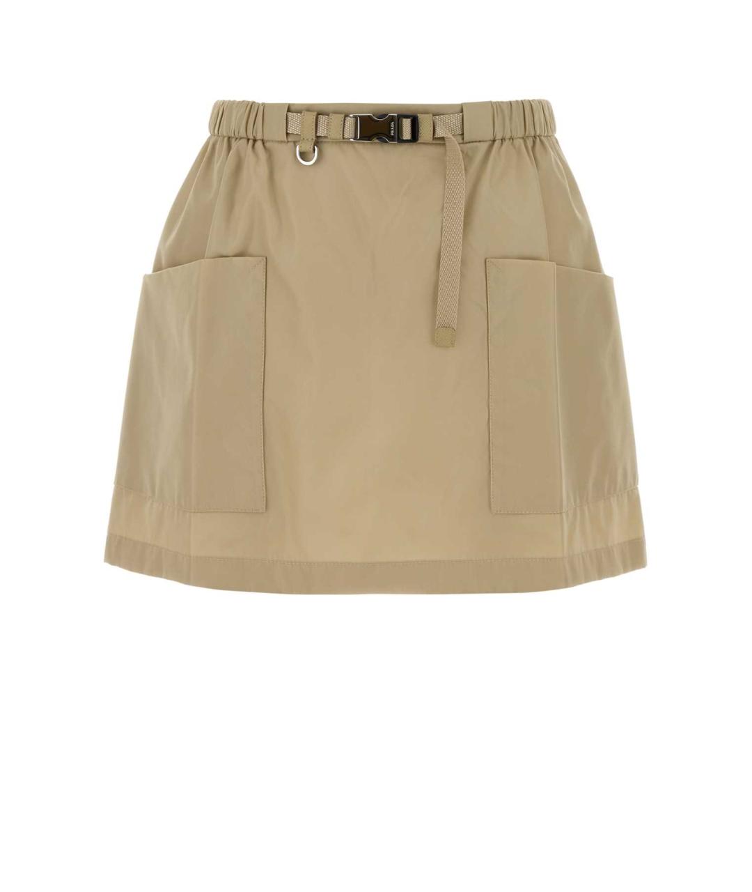 PRADA Бежевая полиамидовая юбка мини, фото 1