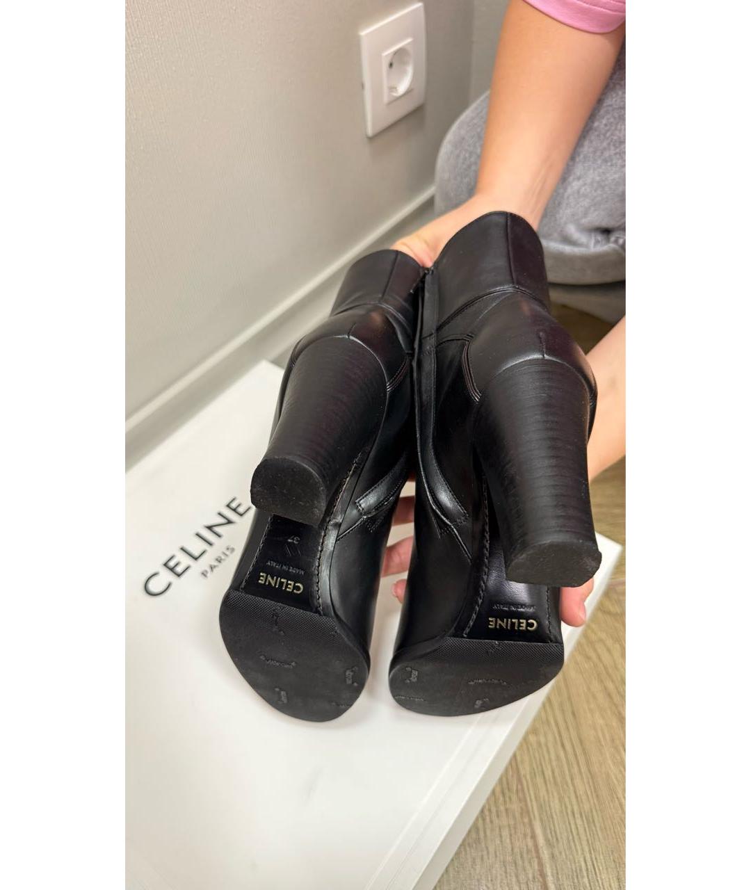 CELINE Черные кожаные ботильоны, фото 4