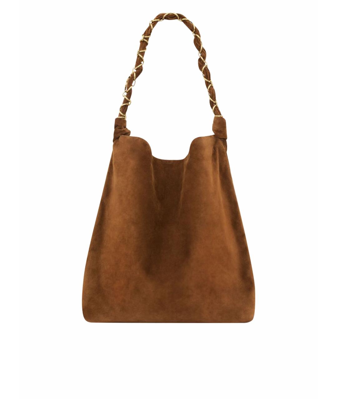 SAINT LAURENT Коричневая замшевая сумка тоут, фото 1