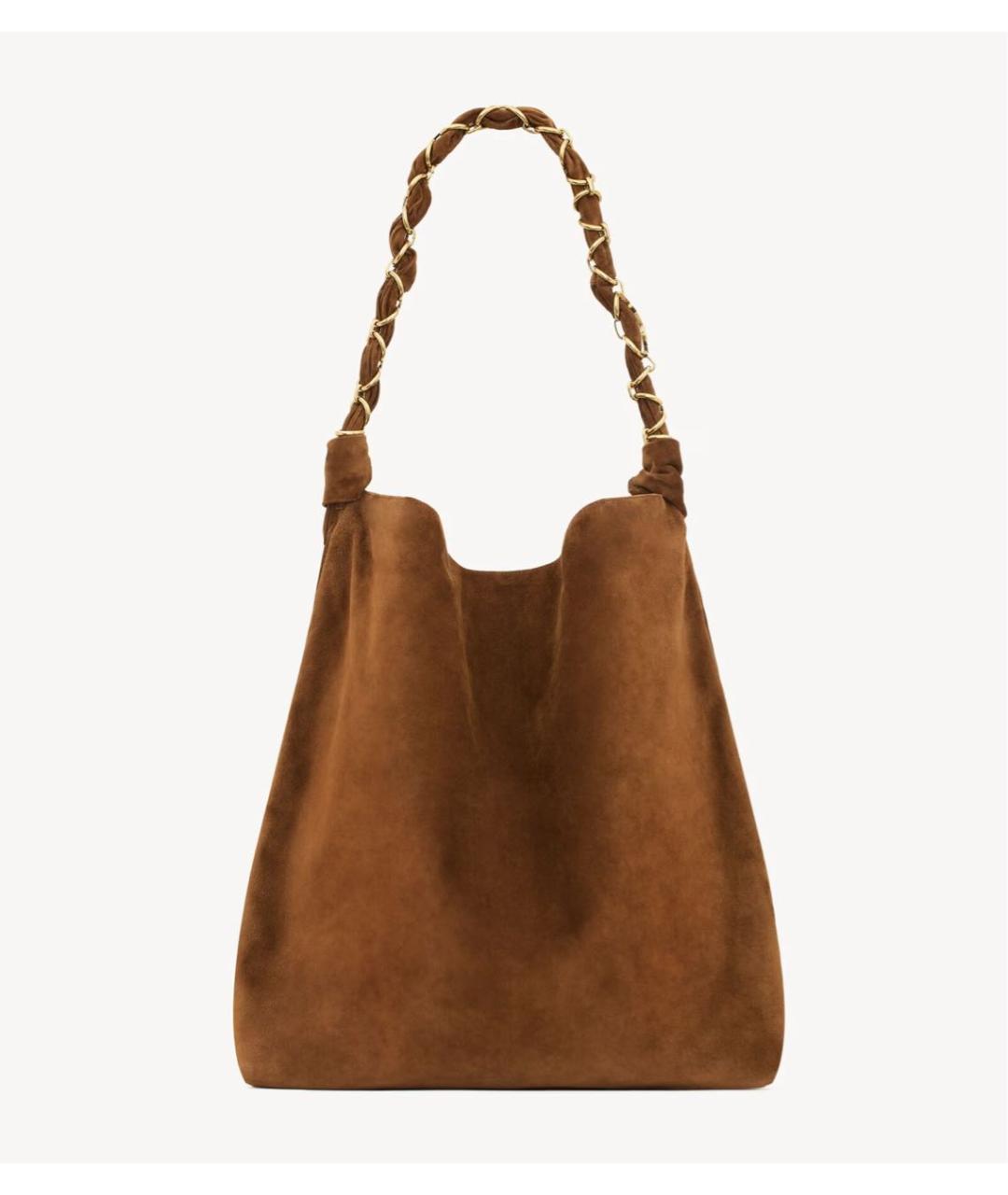 SAINT LAURENT Коричневая замшевая сумка тоут, фото 3