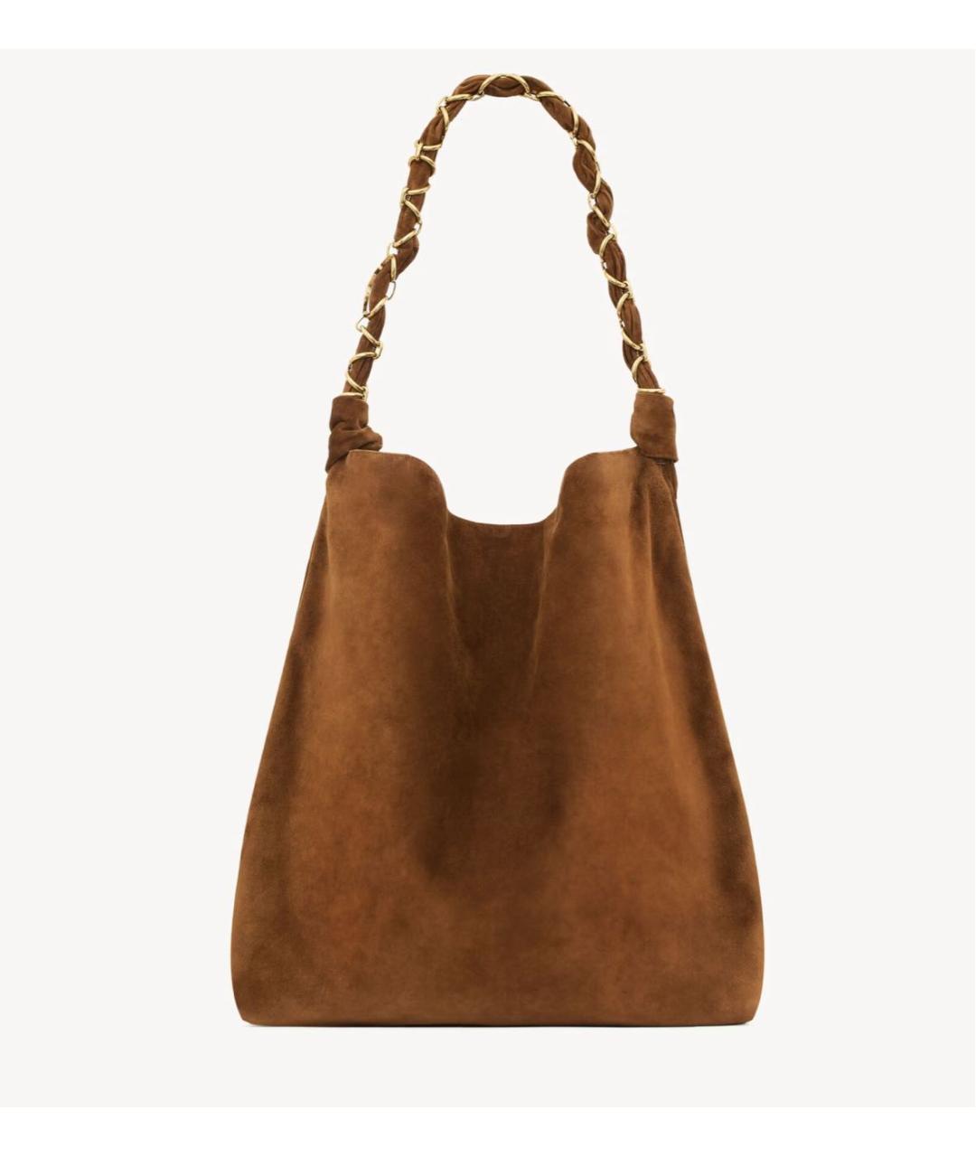 SAINT LAURENT Коричневая замшевая сумка тоут, фото 4