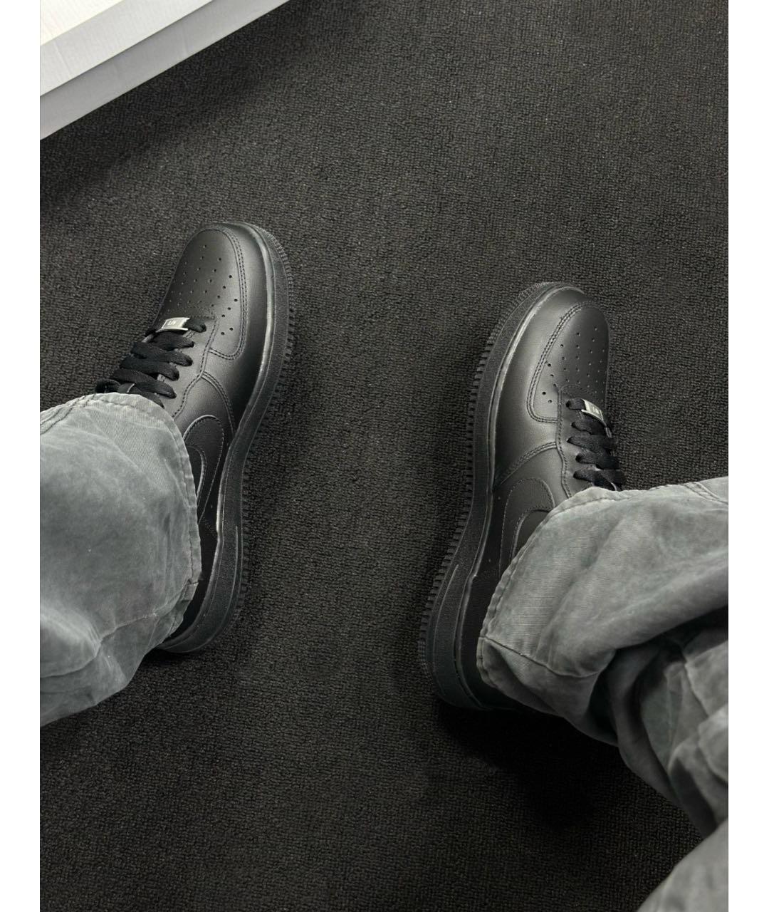 NIKE Черные кожаные низкие кроссовки / кеды, фото 2