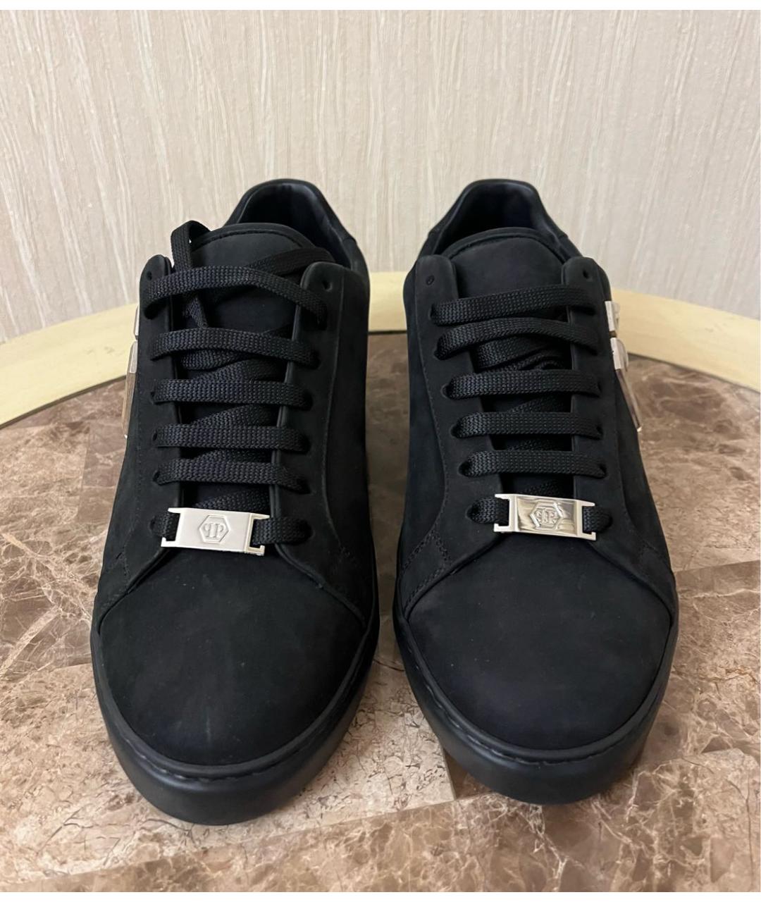 PHILIPP PLEIN Черные замшевые низкие кроссовки / кеды, фото 2