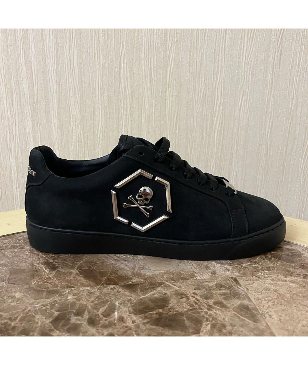 PHILIPP PLEIN Черные замшевые низкие кроссовки / кеды, фото 5