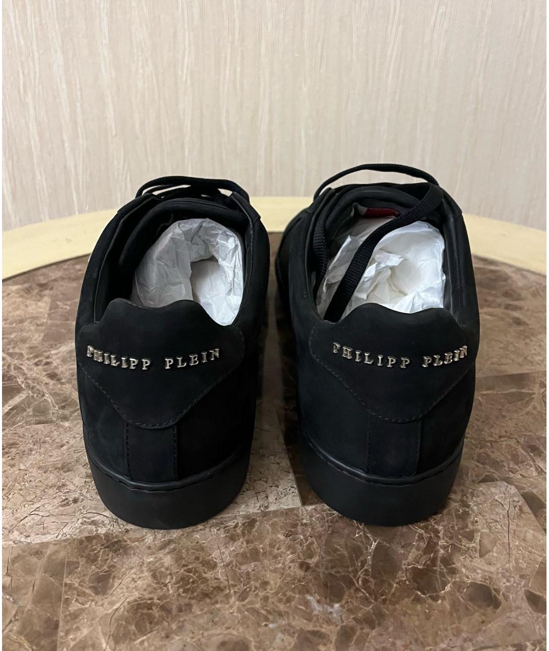 PHILIPP PLEIN Черные замшевые низкие кроссовки / кеды, фото 4