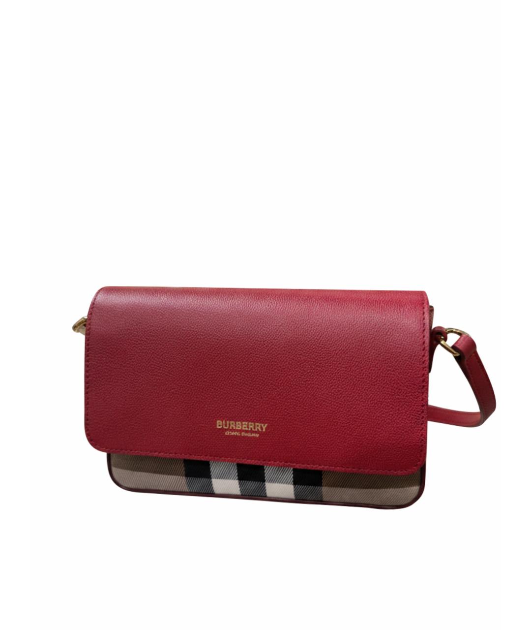 BURBERRY Красная кожаная сумка через плечо, фото 1