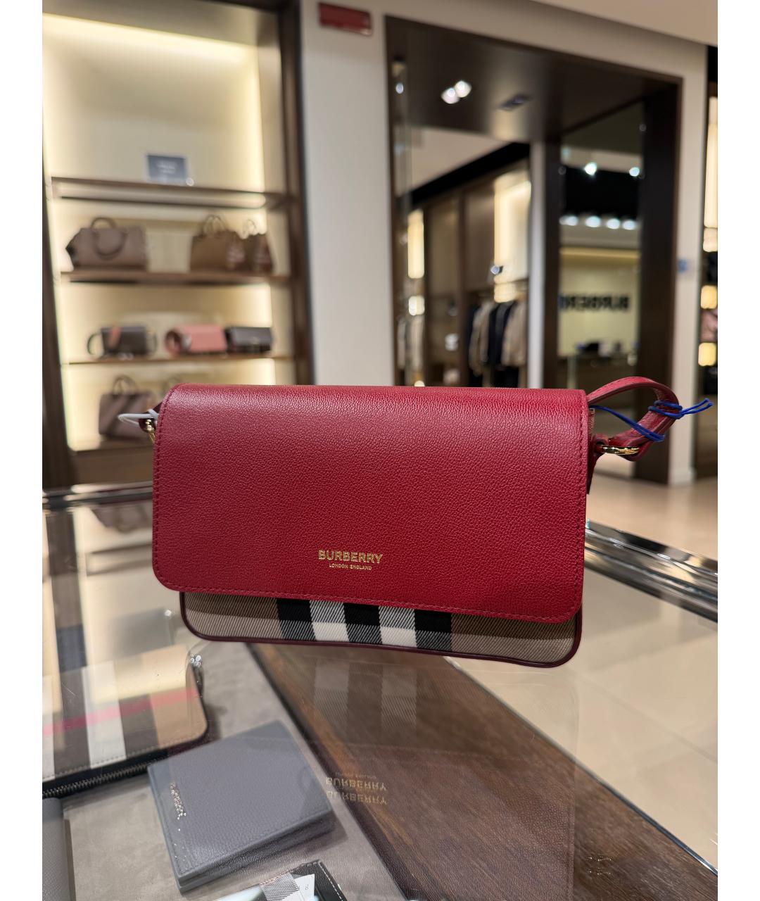 BURBERRY Красная кожаная сумка через плечо, фото 6