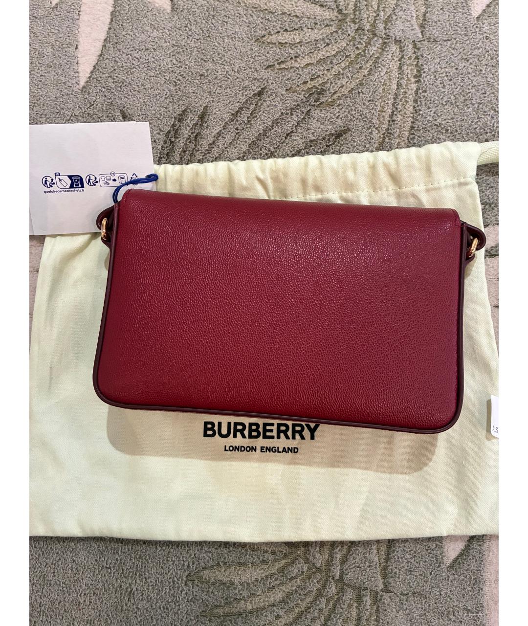 BURBERRY Красная кожаная сумка через плечо, фото 3