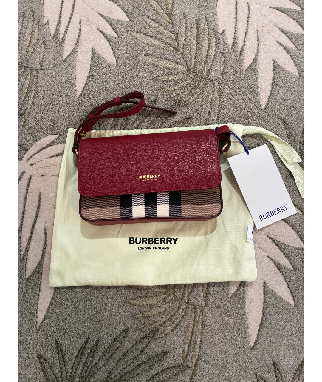 BURBERRY Красная кожаная сумка через плечо, фото 2