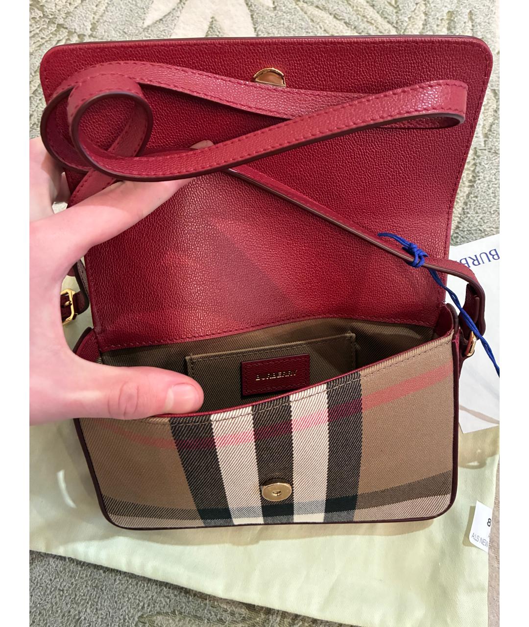 BURBERRY Красная кожаная сумка через плечо, фото 4