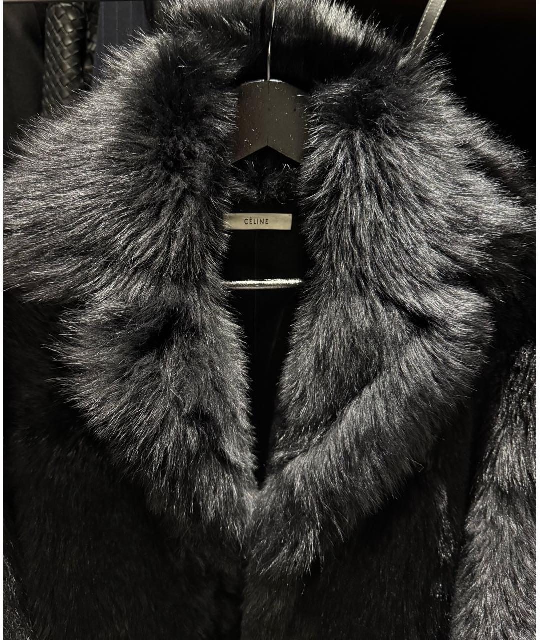 CELINE Черная меховая шуба, фото 2