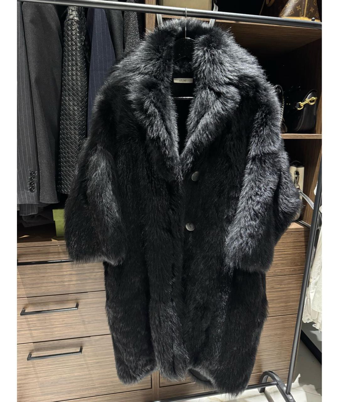 CELINE Черная меховая шуба, фото 5