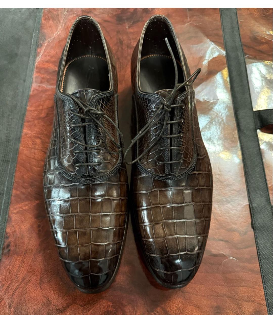 SANTONI Коричневые туфли из экзотической кожи, фото 3