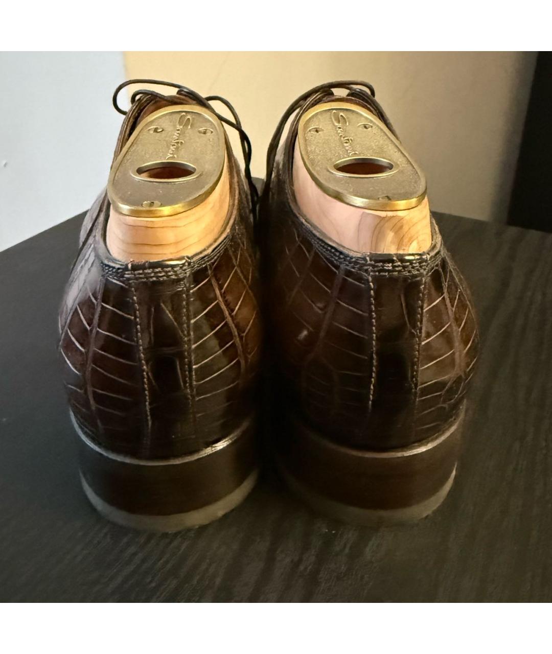 SANTONI Коричневые туфли из экзотической кожи, фото 7