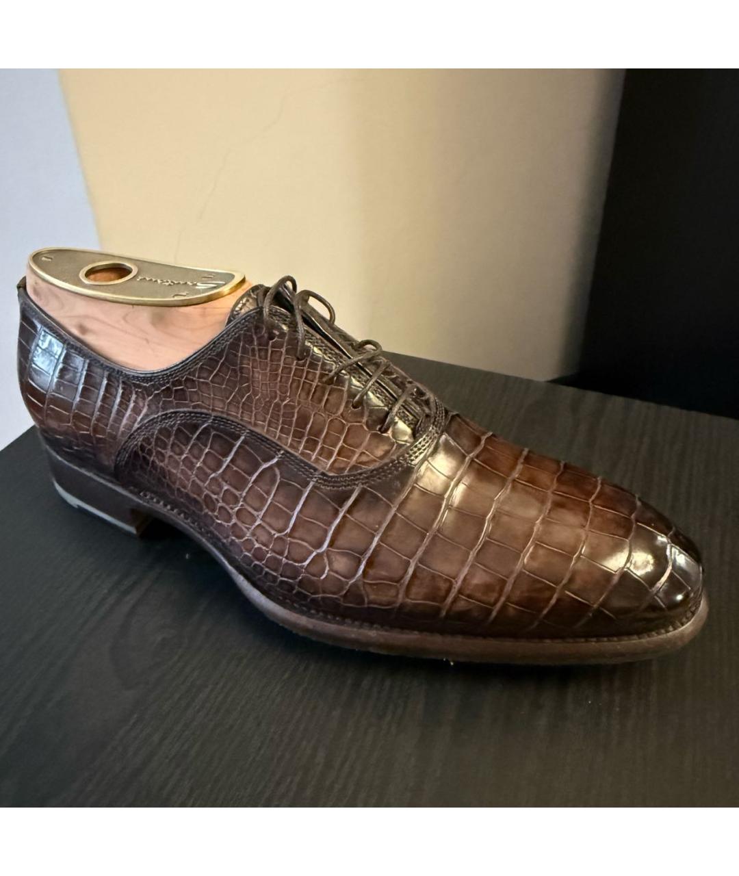 SANTONI Коричневые туфли из экзотической кожи, фото 2