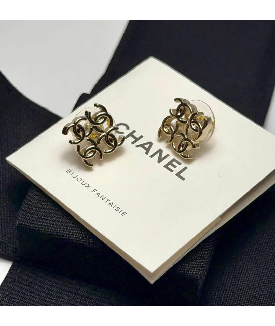 CHANEL Золотые металлические серьги, фото 2