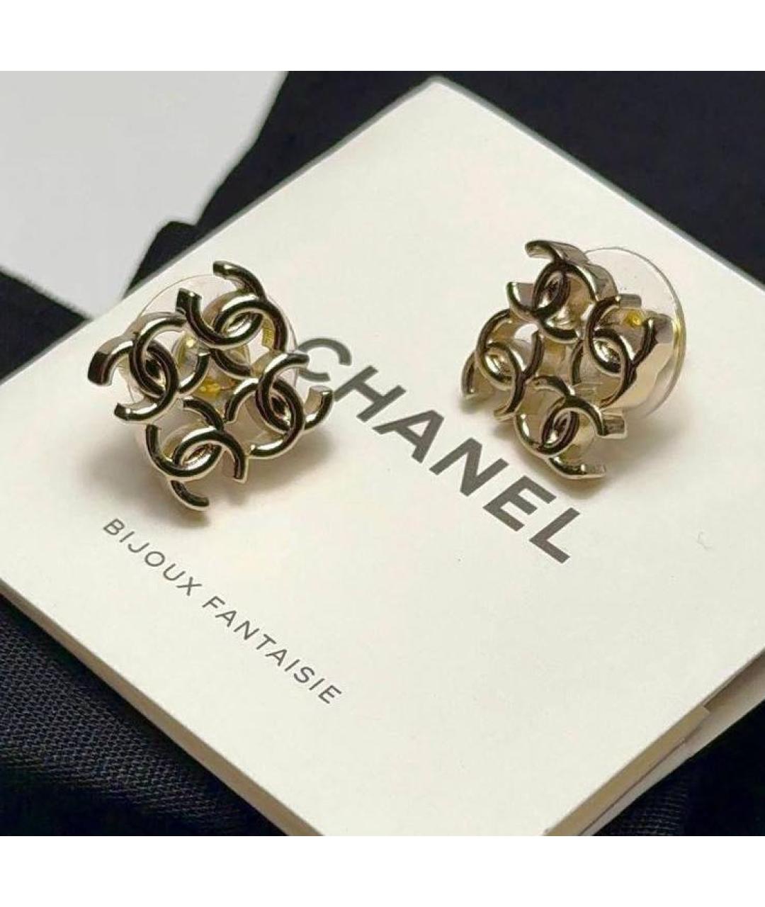 CHANEL Золотые металлические серьги, фото 3