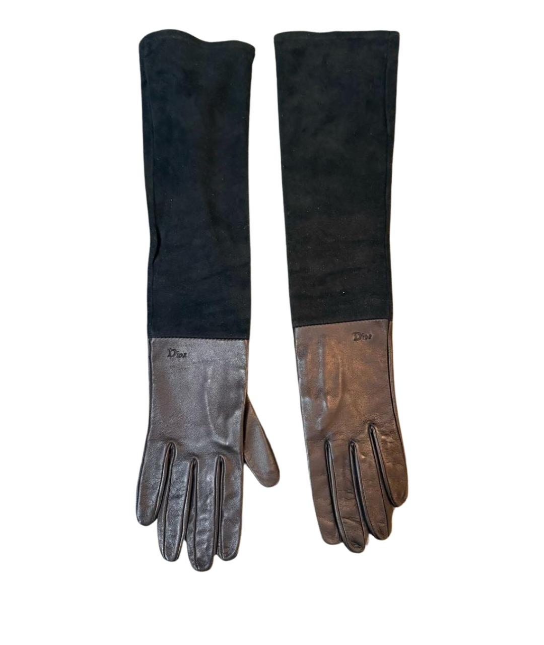 CHRISTIAN DIOR Черные кожаные перчатки, фото 1