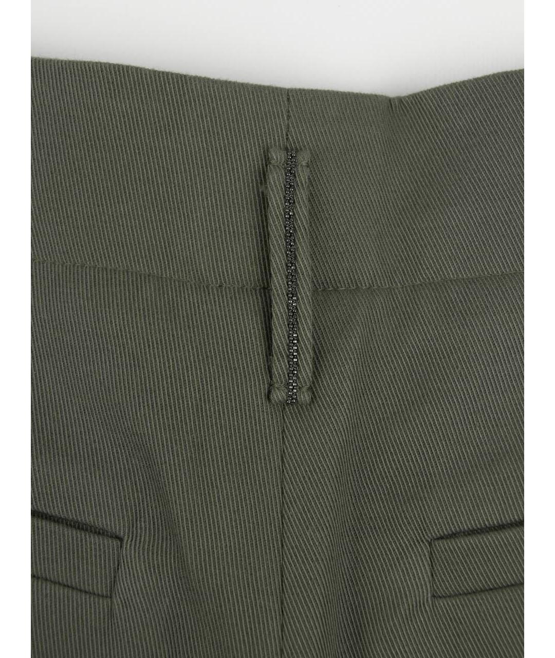 BRUNELLO CUCINELLI Хаки хлопковые брюки узкие, фото 4