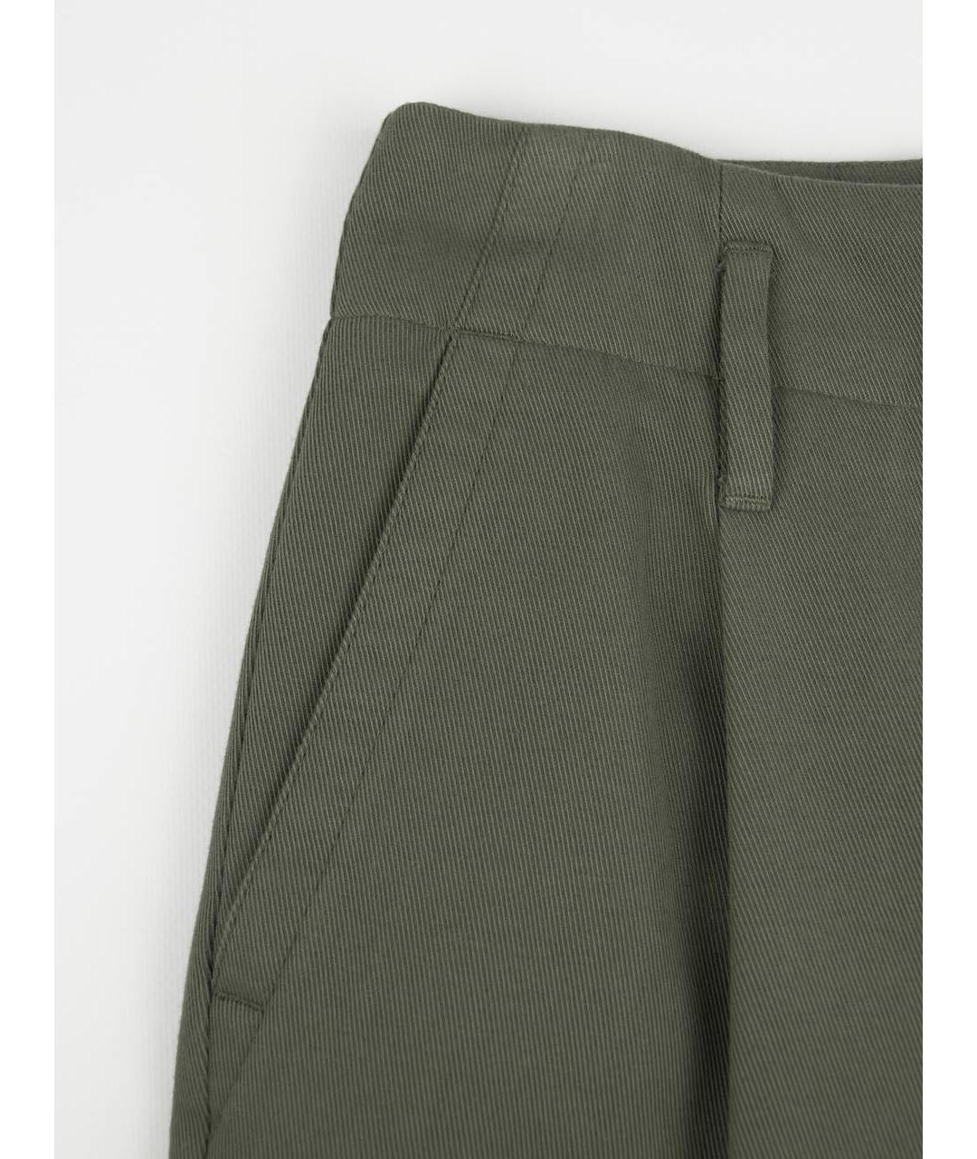 BRUNELLO CUCINELLI Хаки хлопковые брюки узкие, фото 5