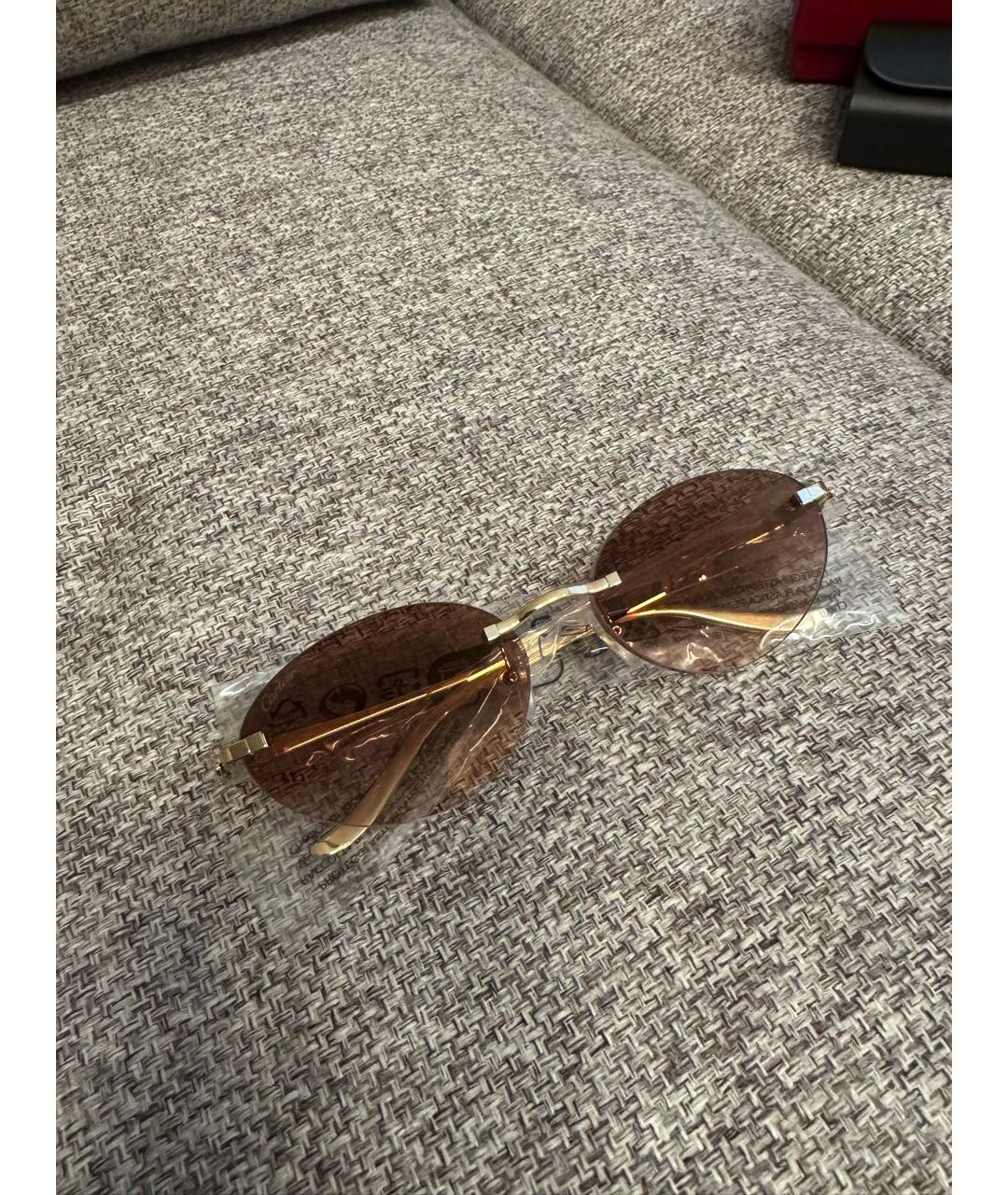 CARTIER Золотые металлические солнцезащитные очки, фото 7