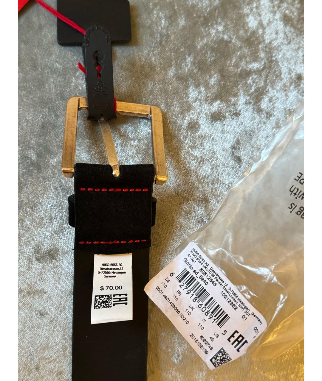 HUGO Черный замшевый ремень, фото 4