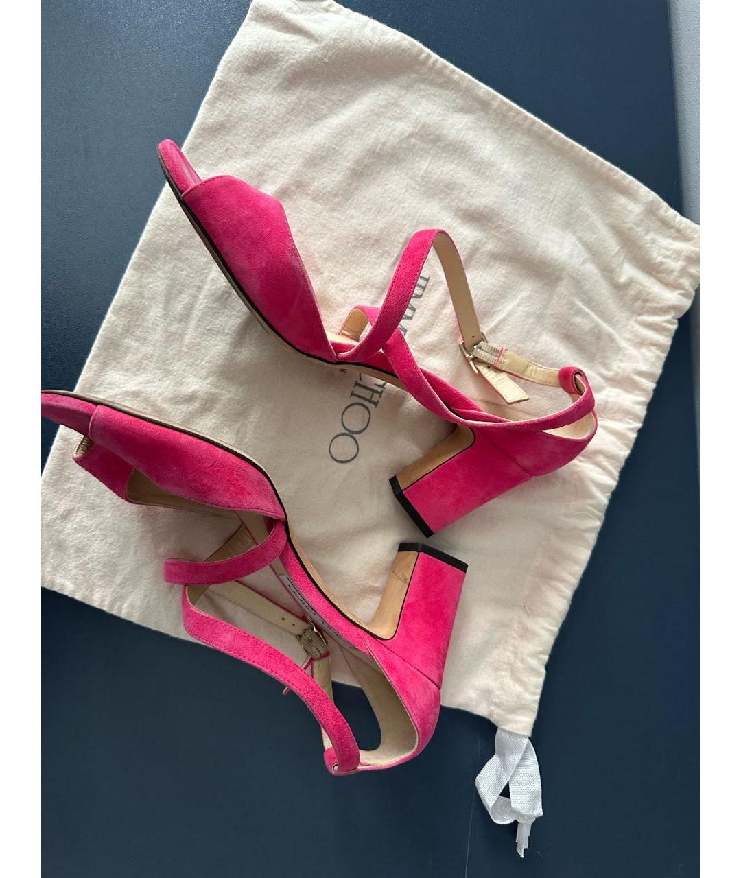 JIMMY CHOO Розовые замшевые босоножки, фото 7