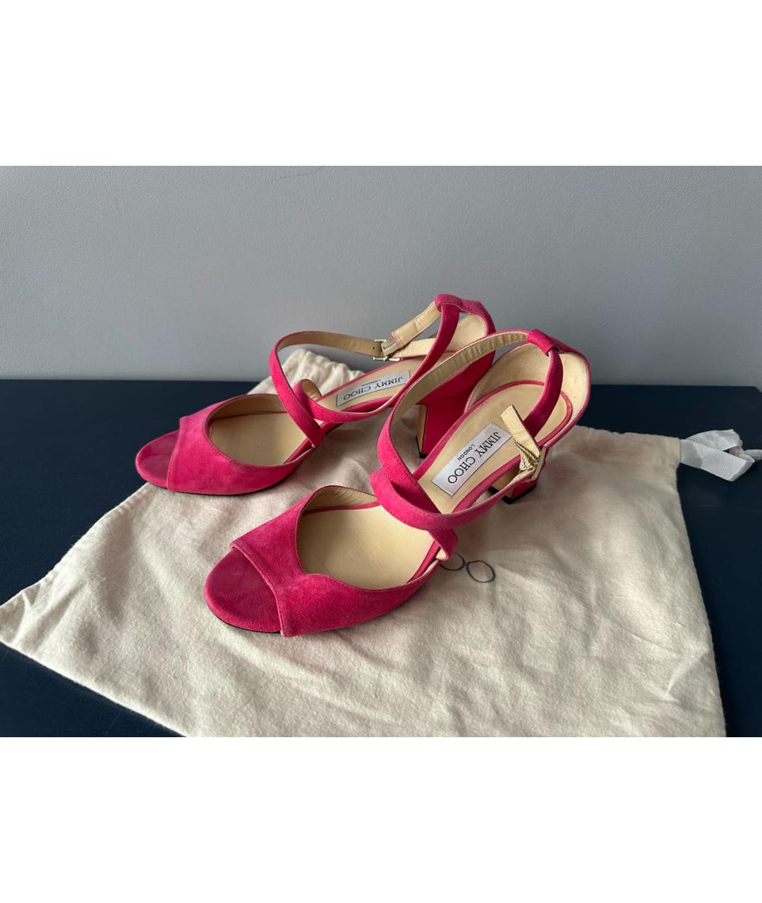 JIMMY CHOO Розовые замшевые босоножки, фото 3