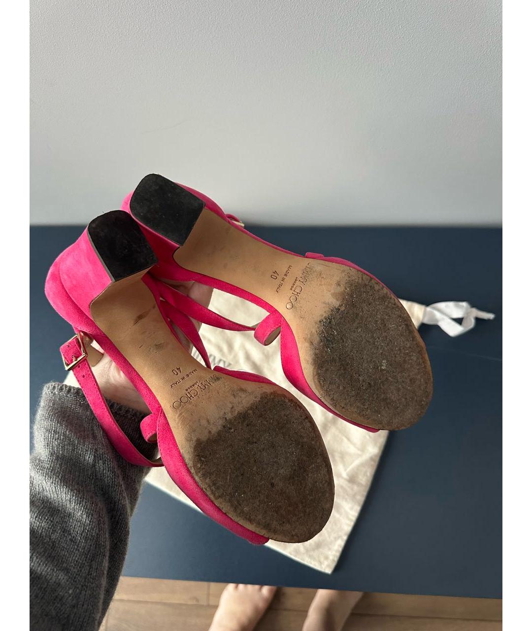 JIMMY CHOO Розовые замшевые босоножки, фото 6