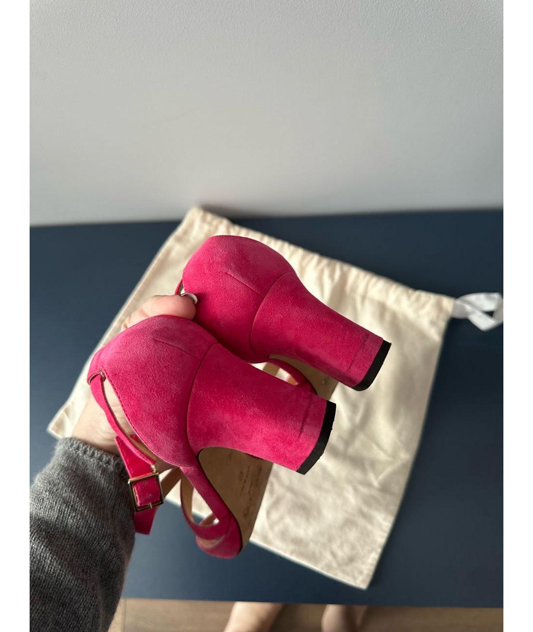 JIMMY CHOO Розовые замшевые босоножки, фото 5