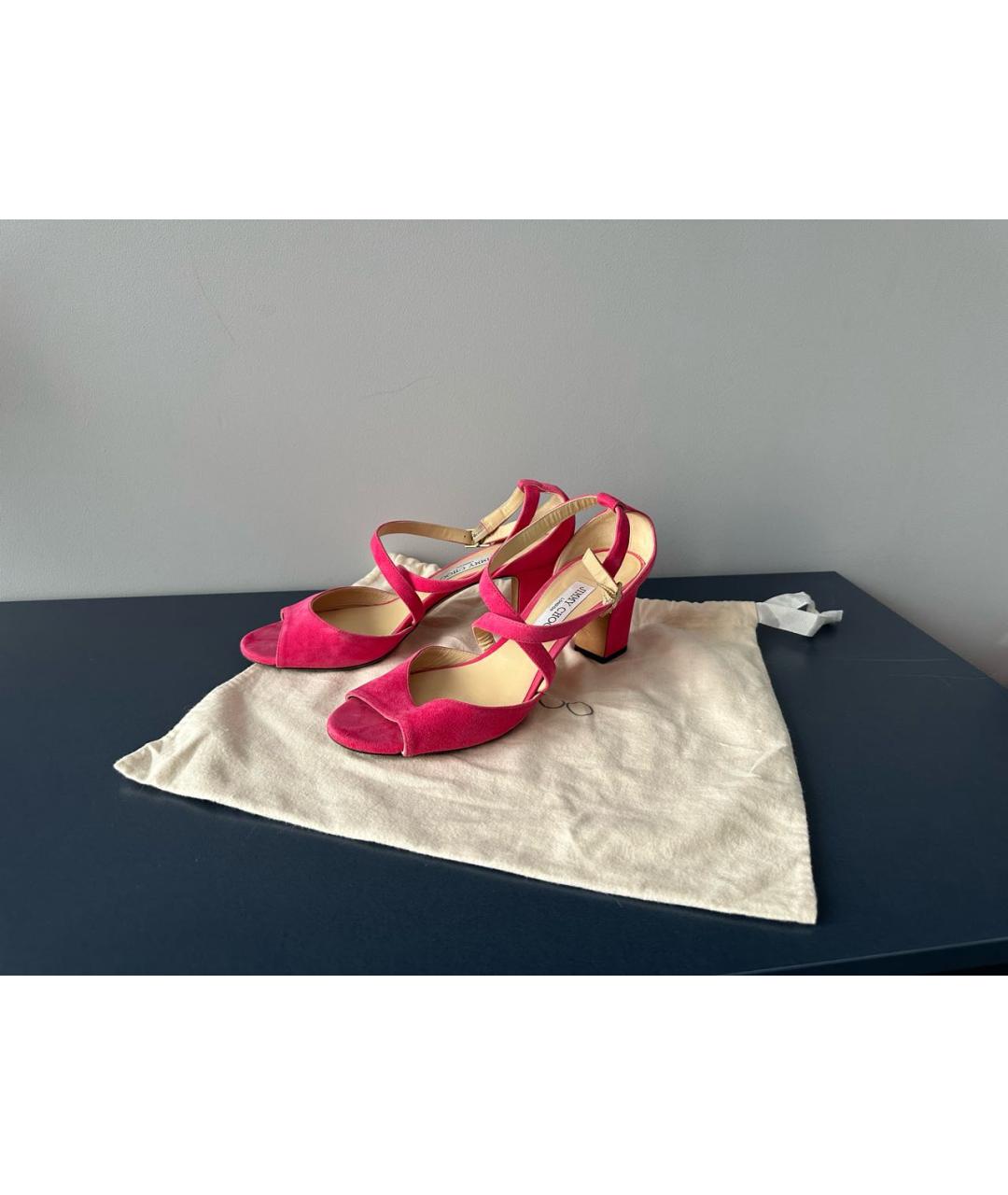 JIMMY CHOO Розовые замшевые босоножки, фото 2