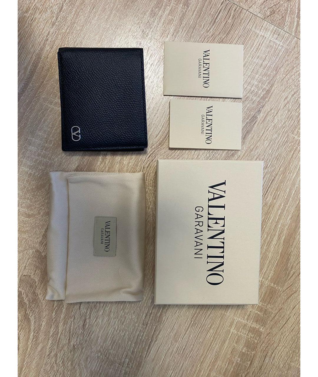 VALENTINO Черный кожаный кошелек, фото 6