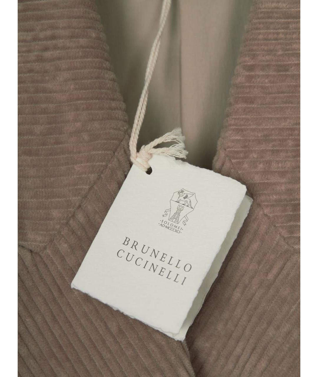 BRUNELLO CUCINELLI Бежевый хлопко-эластановый жакет/пиджак, фото 3