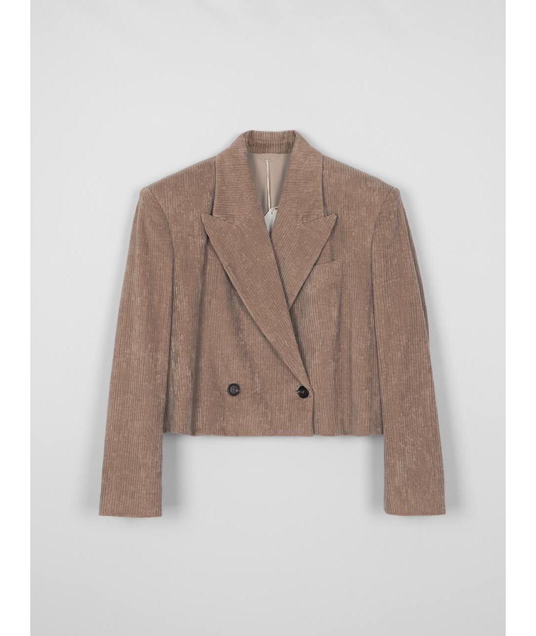 BRUNELLO CUCINELLI Бежевый хлопко-эластановый жакет/пиджак, фото 9