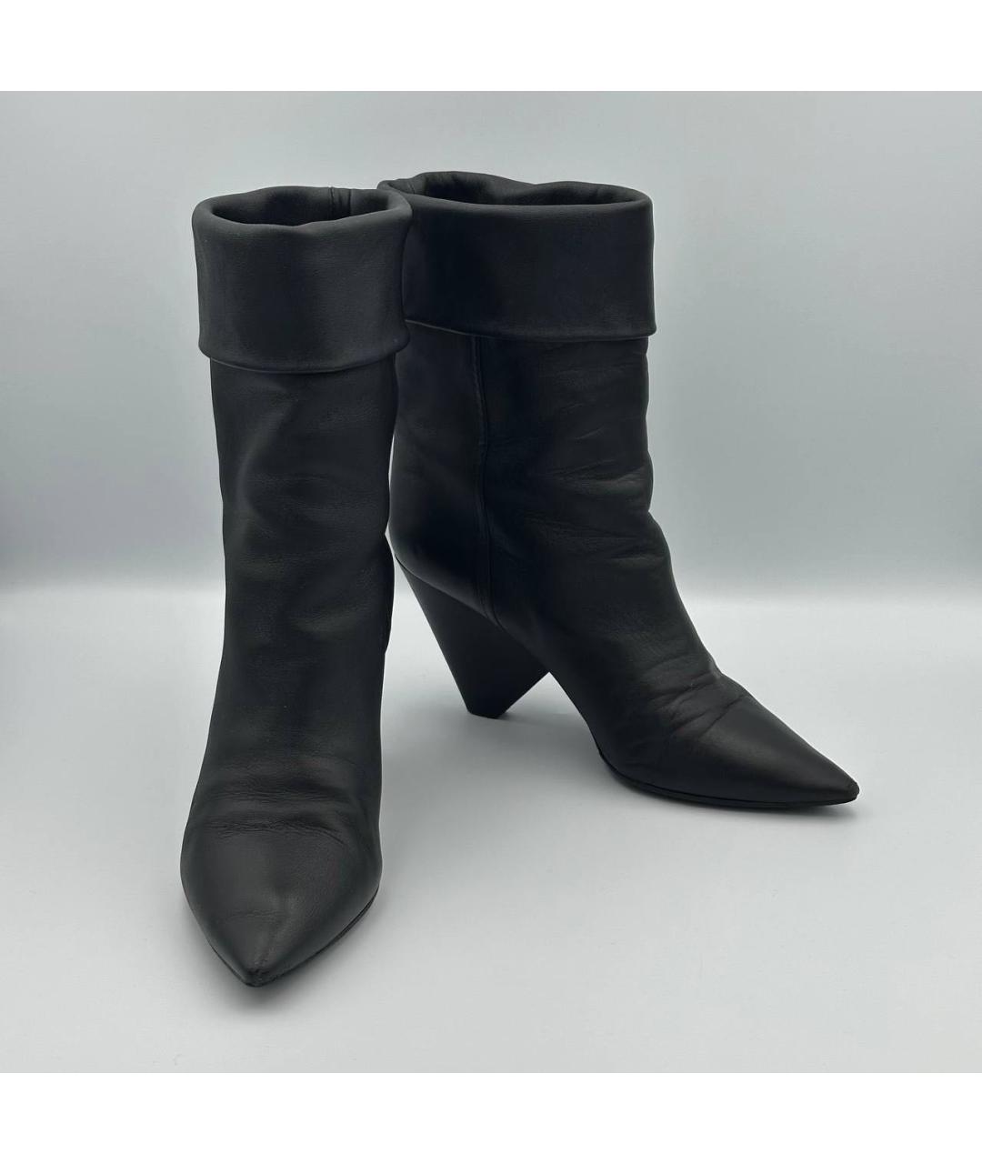 SAINT LAURENT Черные кожаные полусапоги, фото 4